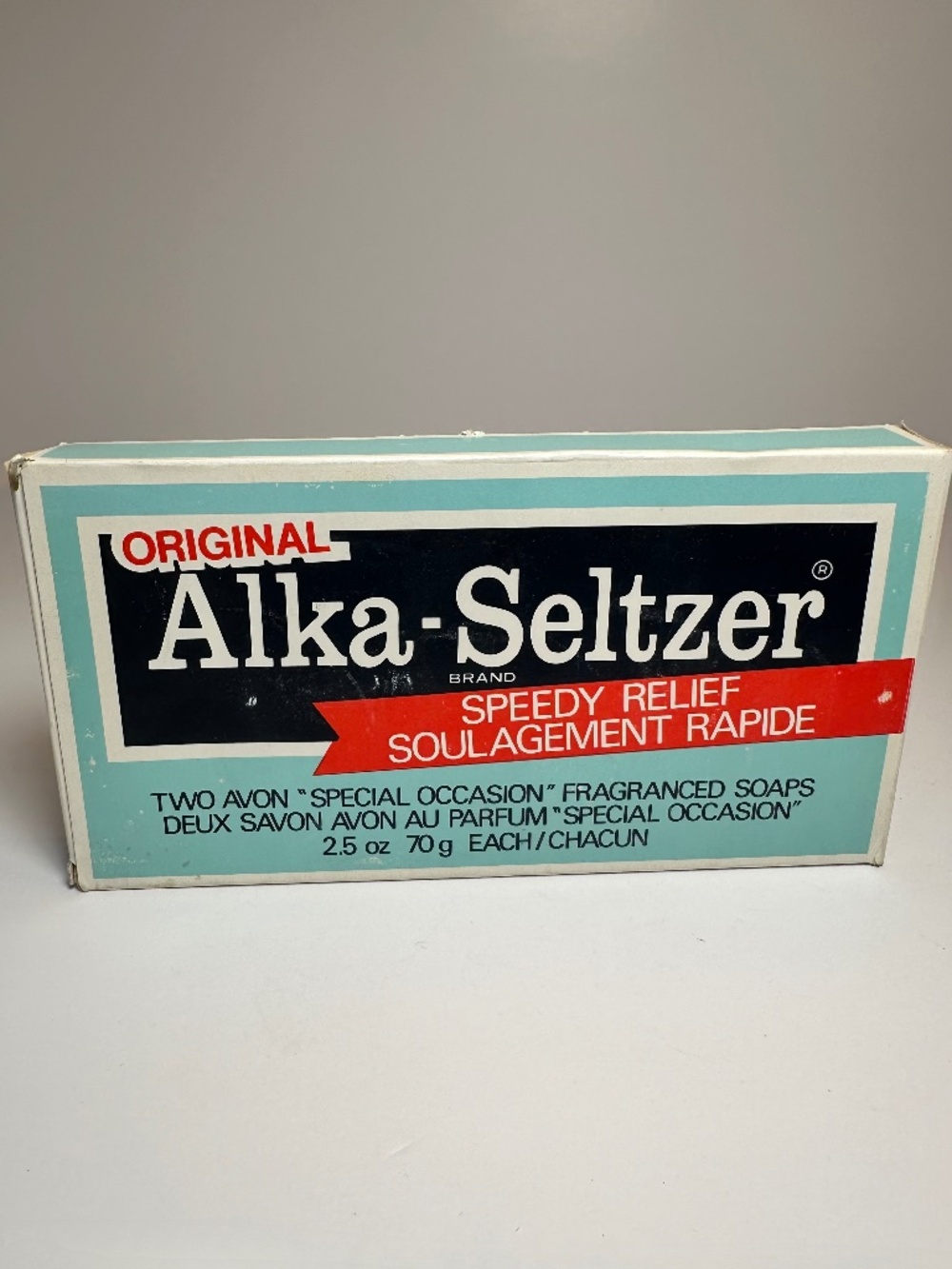 Vintage Avon Alka-Seltzer Novelty Soap Set w/ Box Advertising Style 2 Soaps